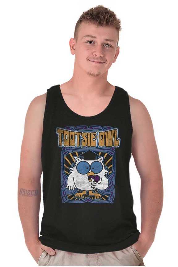 Tootsie Pop Mr Owl Hippie Mascot Tank Top T Shirts Men Women Brisco Brands X