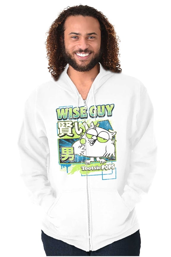 Tootsie Pop Mr Owl Kanji Wise Guy Zip Up Hoodie Men's Women's Brisco Brands L