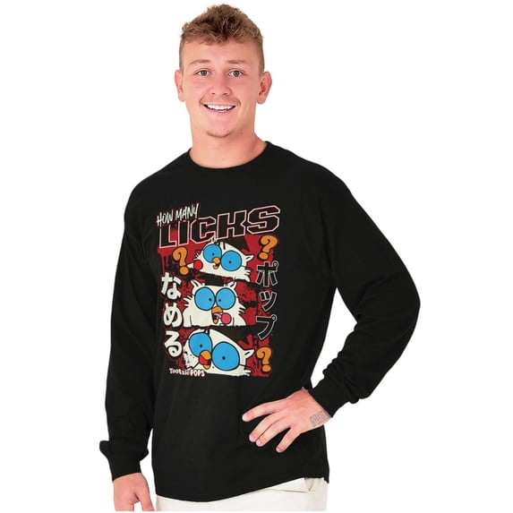 Tootsie Pop Owl Kanji How Many Licks Long Sleeve TShirt Men Women Brisco Brands S