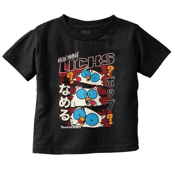 Tootsie Pop Owl Kanji How Many Licks Toddler Boy Girl T Shirt Infant Toddler Brisco Brands 4T