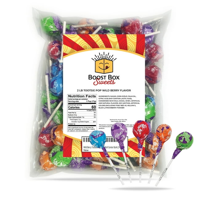 Tootsie Pop Wild Berry Hard Candy Outside Lollipop with Chewy Tootsie