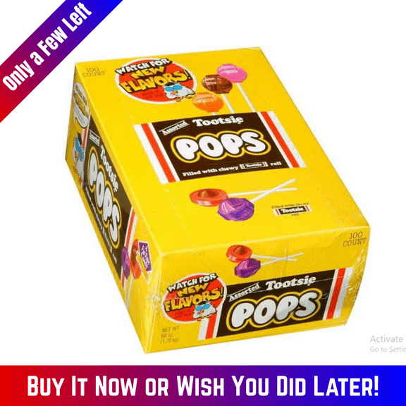 Tootsie Pops Assorted Lollipops, Candy with Chewy Chocolate Center, 100 Count