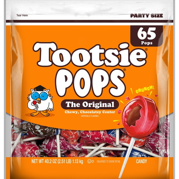 Tootsie Pops, The Original, Assorted Peanut Free and Gluten Free Lollipops, 65 Count