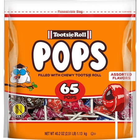 Tootsie Pops Assorted Peanut Free and Gluten-Free Lollipops 65 Count