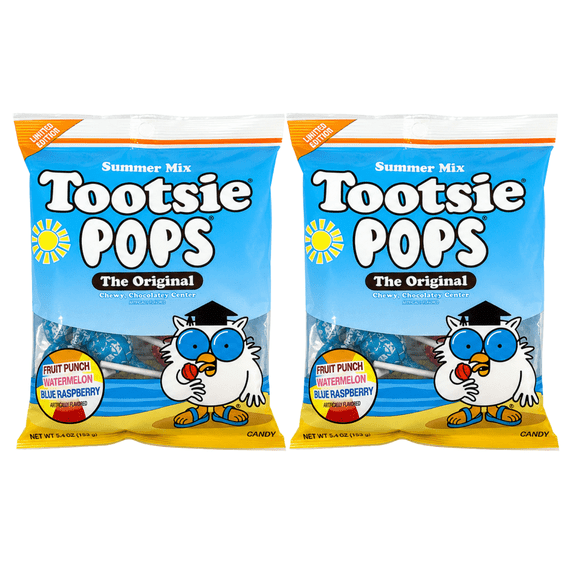 Tootsie Pops Summer Mix Assorted Flavors Lollipops with Chewy Center, 5.4 oz, 2 Pack
