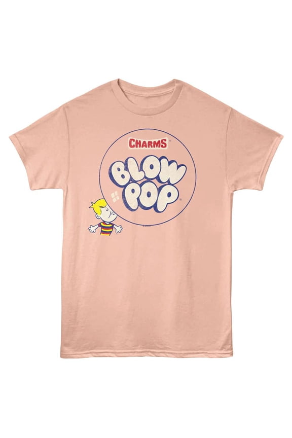 Charms Blow Pop Bubble Men's T Shirt (Peach, AdultM)