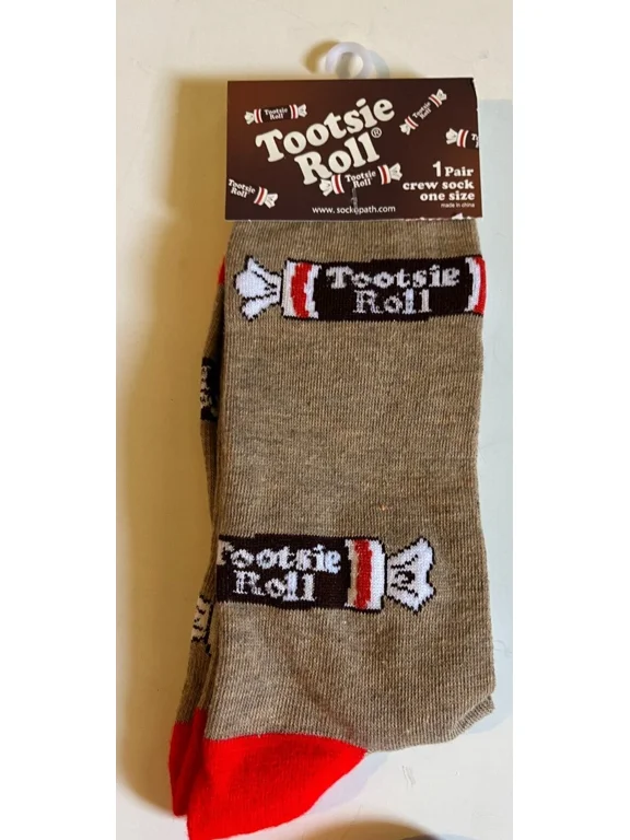 Tootsie Roll Candy Adult Unisex Novelty Crew Cut Socks One Size