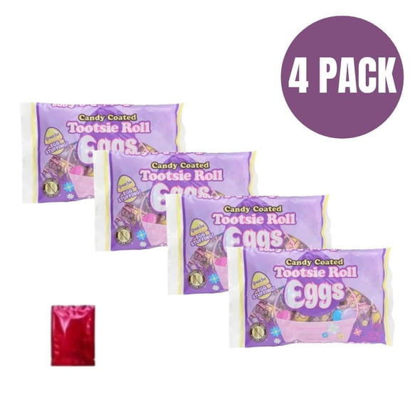 Tootsie Roll Candy Coated Eggs, 4 Pack, Seasonal Candy with BONUS LaPrima Morceau Bonbon