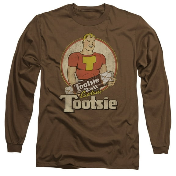Tootsie Roll Captain Tootsie Long Sleeve Adult 18/1 T-Shirt Coffee