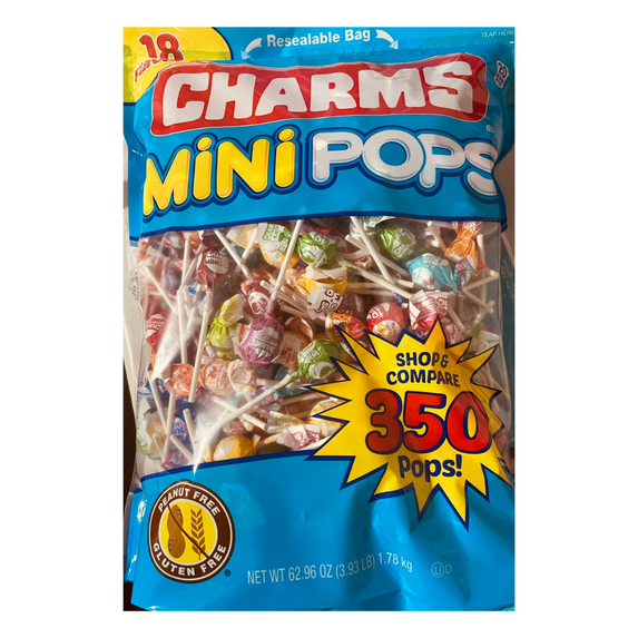 Tootsie Roll Charms Lollipops Mini Pops 18 Flavors Gluten Free 350 ct/pack of 1
