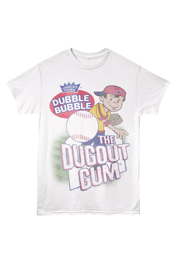 Dubble Bubble Pitch Dugout Gum Men's T Shirt (White, AdultS)