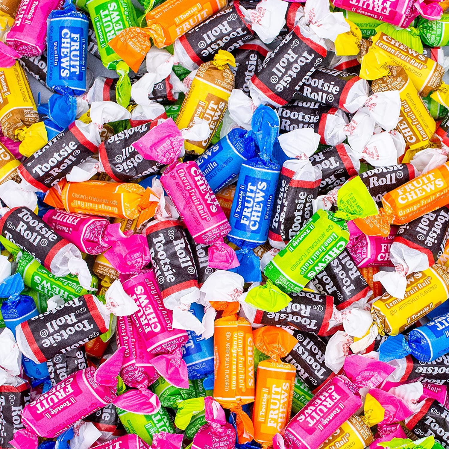 Tootsie Roll Fruit Chews & Midgees Taffy Mix, Individually Wrapped ...