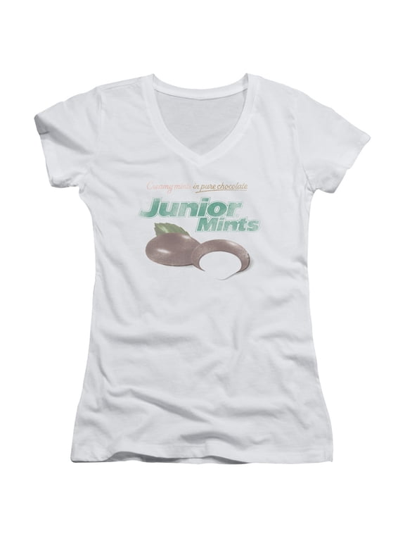 Tootsie Roll Junior Women's T-Shirt Mints Logo Junior Women's T-Shirt V-Neck White