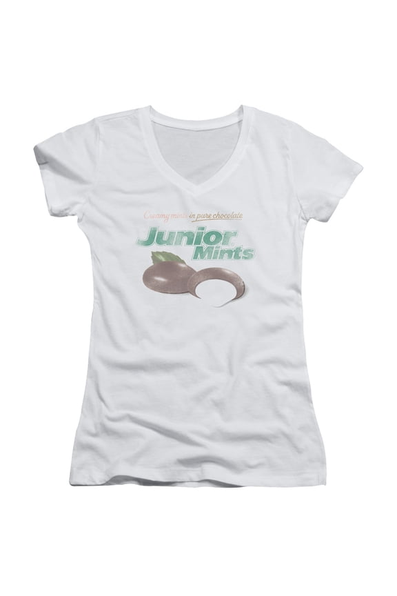 Tootsie Roll Junior Women's T-Shirt Mints Logo Junior Women's T-Shirt V-Neck White