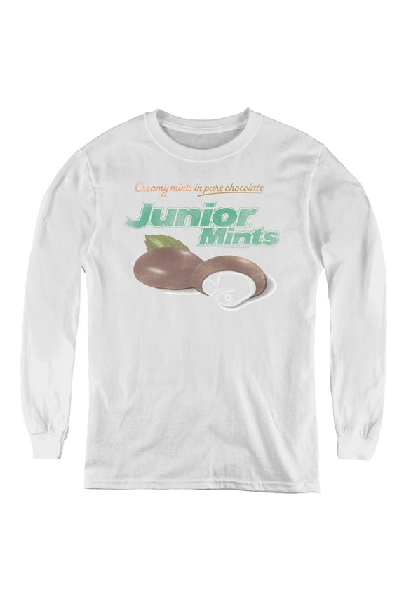 Tootsie Roll Junior Women's T-Shirt Mints Logo Youth Long Sleeve Tee White