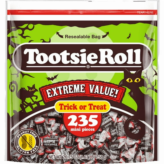 Tootsie Roll, Midgees, 26 oz, 235 Piece Bag. Peanut-Free, Gluten Free, Contains Milk and Soy.