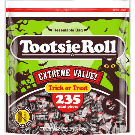 Tootsie Roll, Midgees, 26 oz, 235 Piece Bag. Peanut-Free, Gluten Free, Contains Milk and Soy.