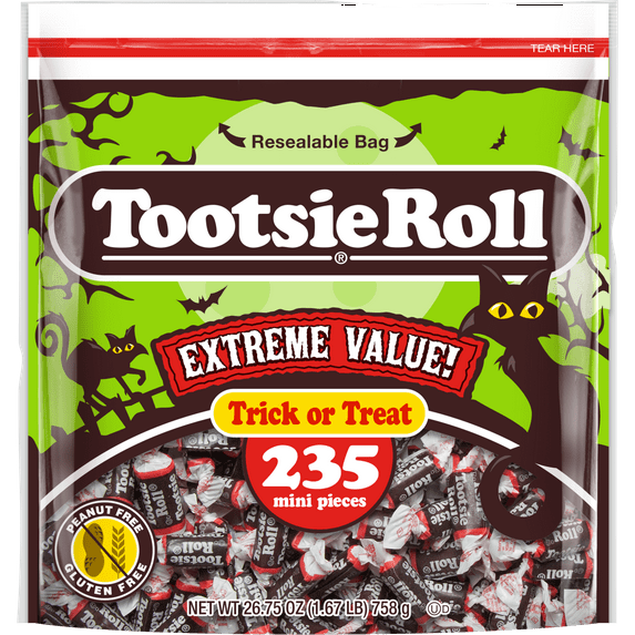 Tootsie Roll Midgees Chewy Candy, 26 oz, 235 Piece Bag, Peanut-Free, Gluten Free, Contains Milk and Soy