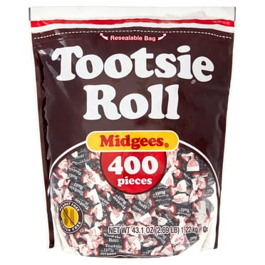 Tootsie Roll, Midgees Chocolate Candy, 43.1 oz (400 Pieces), Peanut Free, Gluten Free, Contains Milk and Soy.