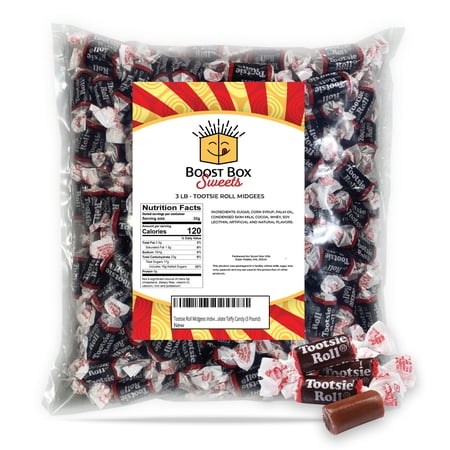 Tootsie Roll Midgees Individually Wrapped Bulk Classic Chewy Chocolate Taffy Candy (3 Pound)