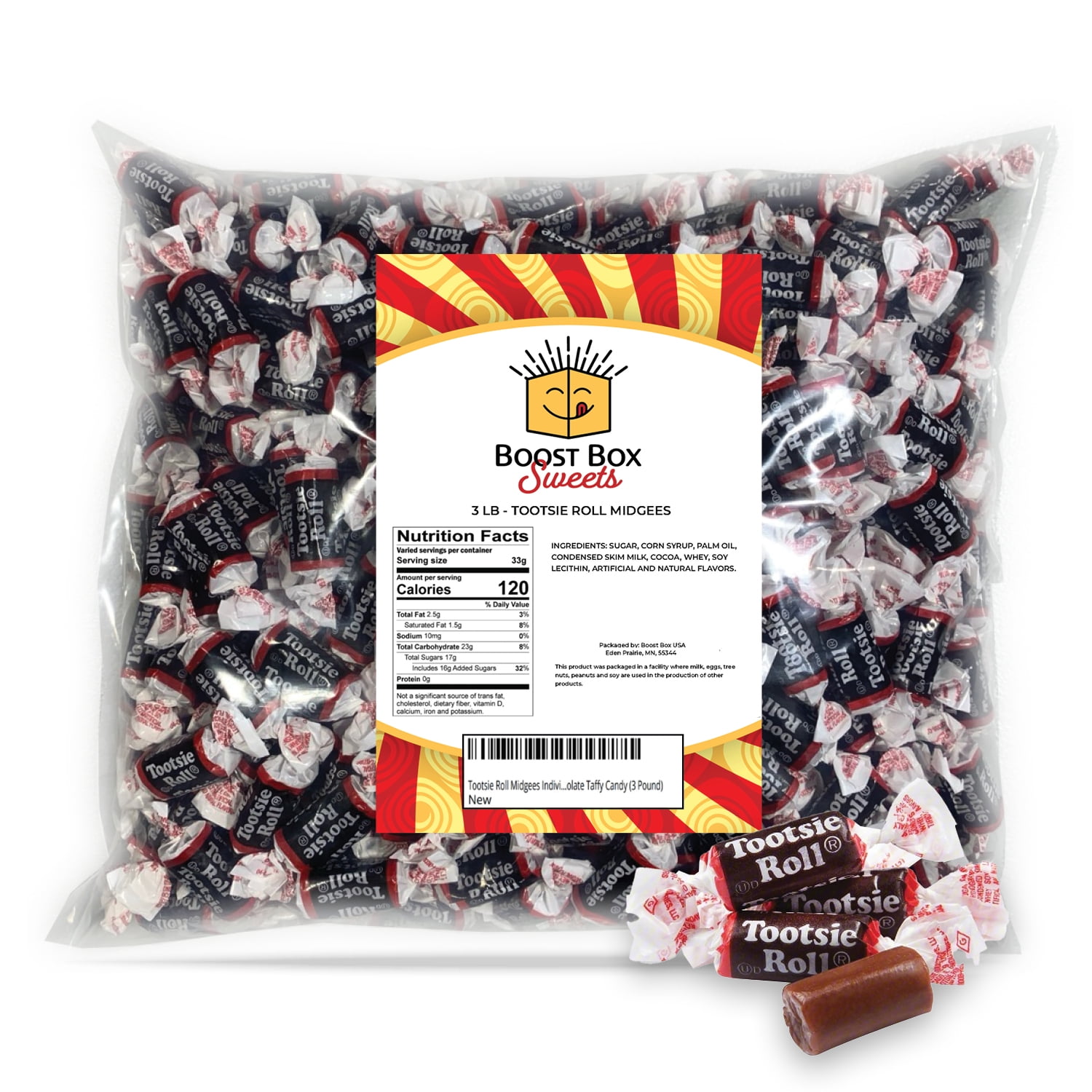 Tootsie Roll Midgees Individually Wrapped Bulk Classic Chewy Chocolate Taffy Candy (5 Pound)