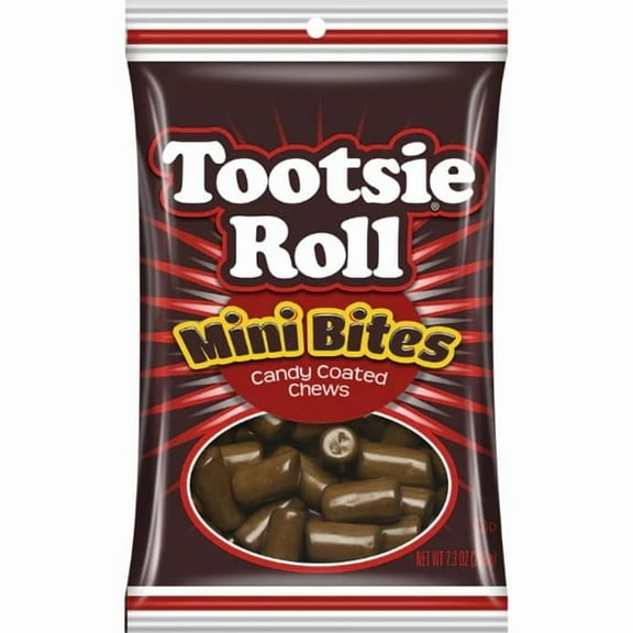 Tootsie Roll Mini Bites, Chocolatey Chewy Candy ? 7.3 oz Peg Bag (Pack of 8)