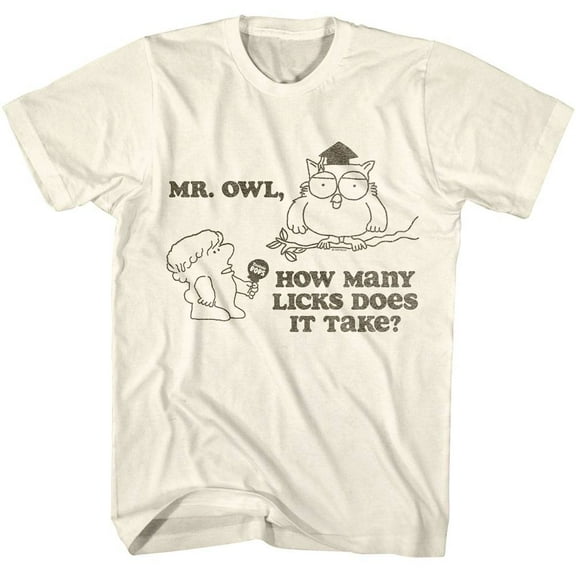 Tootsie Roll How Many Licks Mr Owl Men's T Shirt (Ivory, AdultXL)