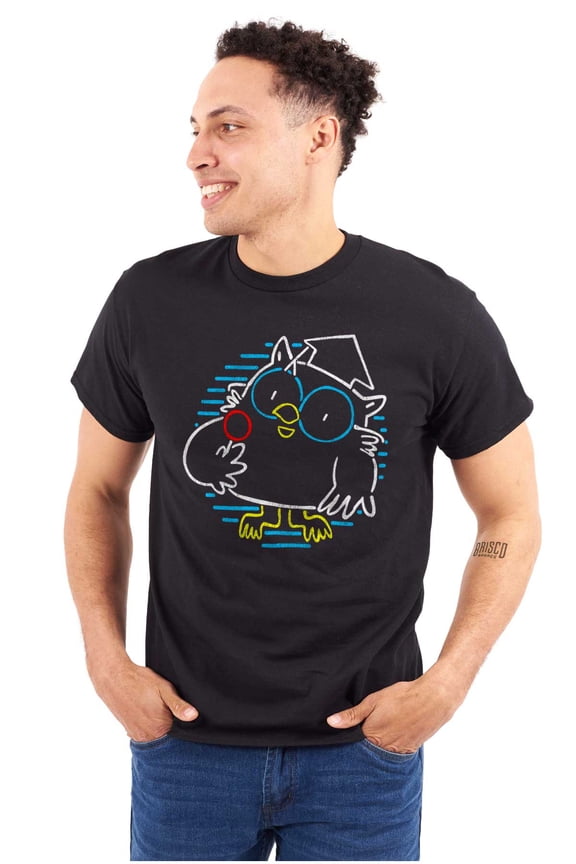 Pop Mr Owl Neon Sign Men's Graphic T Shirt Tees Brisco Brands L