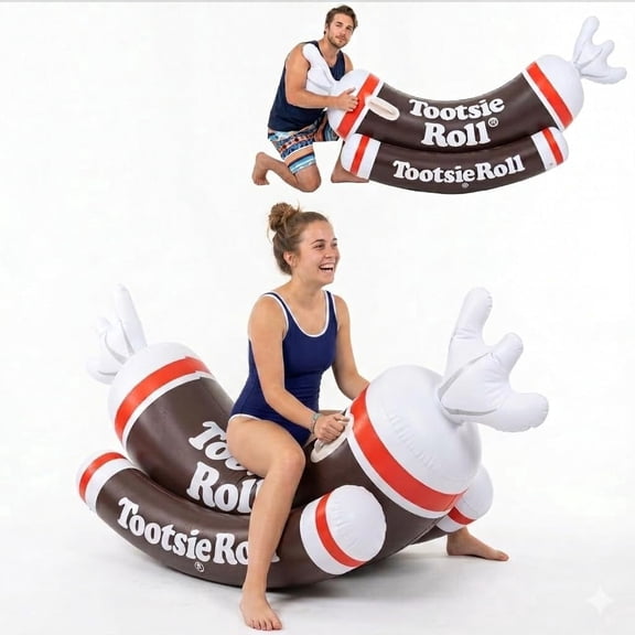 Tootsie Roll Ride On Pool Float, Rocking Pool Floats Adult, Big Floaties for Adults, Heavy Duty, Inflatable Ride On, 5 ft