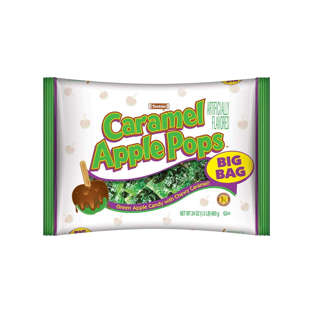 Tootsie Roll Caramel Apple Pops Candy Lollipops, Halloween Sweet 