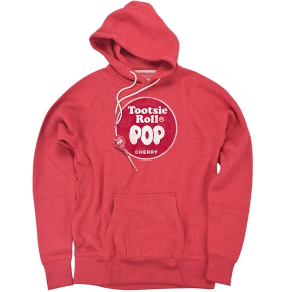 Tootsie Roll Tootsie Roll Pop Logo Unisex Adult Slim Fit Pull-Over Heather Hoodie, Red, X-Large