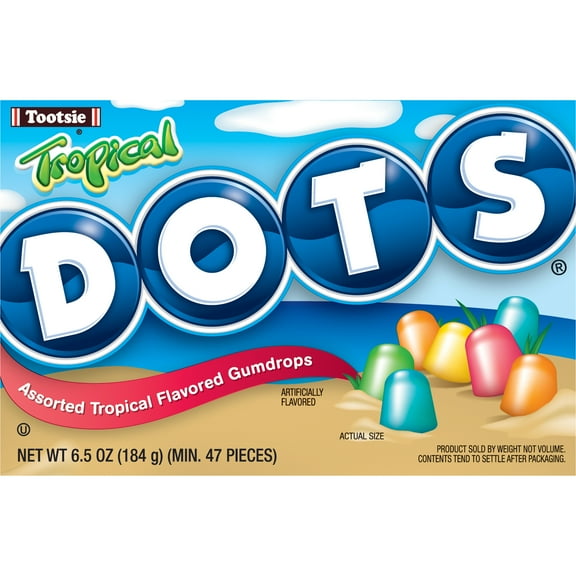 Tootsie Roll Tropical Dots, Tropical Flavored Peanut Free Gum Drops, 6.5 oz