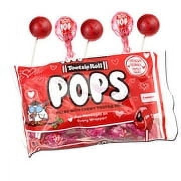 Tootsie Roll Valentine's Day Cherry Tootsie Pops, with Fun message on Every Pop Wrapper, 9.6 Ounce Bag