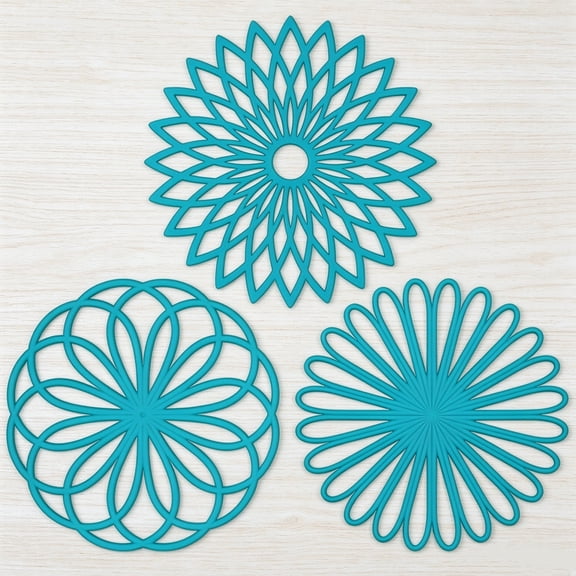 Tooumuba Silicone Trivets Set of 3 – Heat Resistant Blue Mats for Kitchen Counter and Table, Dishwasher Safe