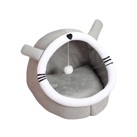 Tooyful Cat Bed, Kennel Pad, Portable Cushion Large Basket Anti Slip Bottom Soft with Ball, Sleeping Bed, Pet House for Kitten Indoor Cats Rabbit Puppy L
