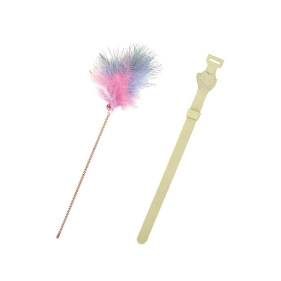 Tooyful Cat Feather Teaser with Bell, Interactive Toy Cat Neck Wrap Funny Hands Free Training IQ Improving Wire Teaser Rod for Indoor Cats Exercising Green