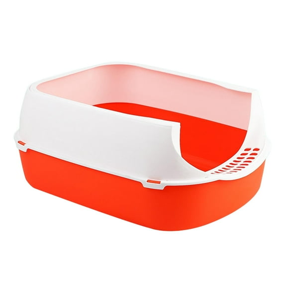 Tooyful Cat Litter Box High Side Sifting Prevent Sand Leakage Large Litter Box for Indoor Cat, Kitten, Rabbit and Other Small Animals Easy to Clean Orange