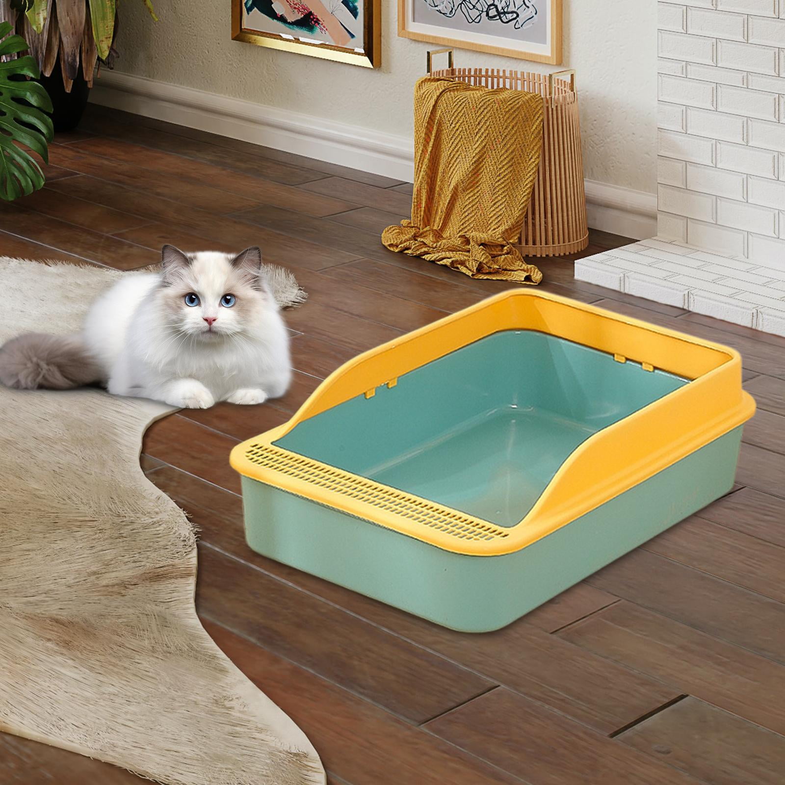 Tooyful Cat Potty Toilet High Sided Anti Splashing Prevent Sand Leakage Cat Toilet Pet Litter Tray for Small Animals Travel Indoor Cats green M