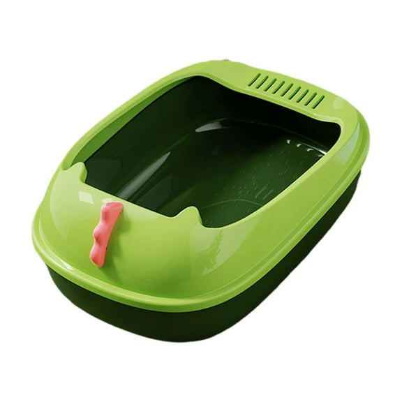 Tooyful Cat , Potty Toilet Litter Pan with Scooper Deep Loo Splashproof Bedpan Pet Litter Tray for Rabbit Kitty Small Animals Kitten Bunny Green Base42X28X16CM