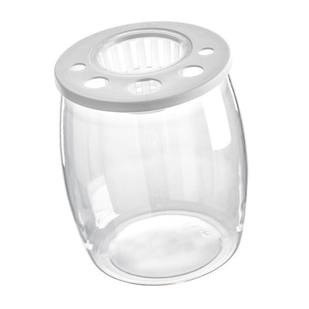 Tooyful Fish Bowl Fish Tank Desk Versatile Trendy with Hollow Top Cover Aquatic Aquarium DIY Micro Landscape for Drawing Room Office Hotel Decor Drum Shape