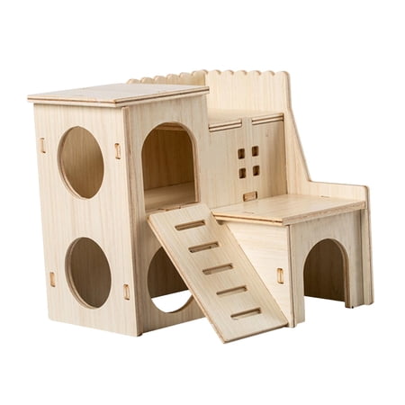 Tooyful Hamster Wood House Hamster Hideout Hut Hideaway Hide Supplies Wooden Toy Cage Accessories for Lemmings Hamster Chinchilla Small C