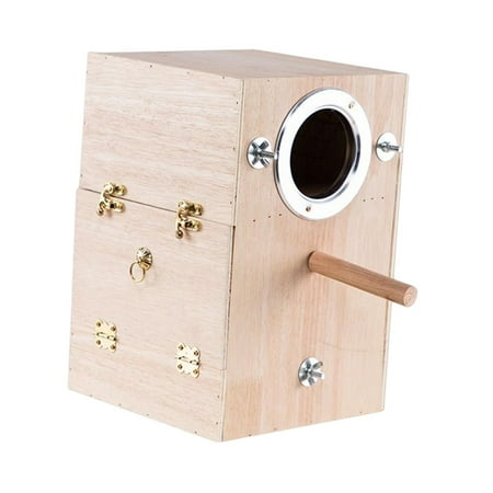 Tooyful Pet Parrot Breeding Box, Parakeet Bird House, Wooden Cage Accessories Mating Box for Finch Lovebirds Garden Outdoor Backyard Left Hanging