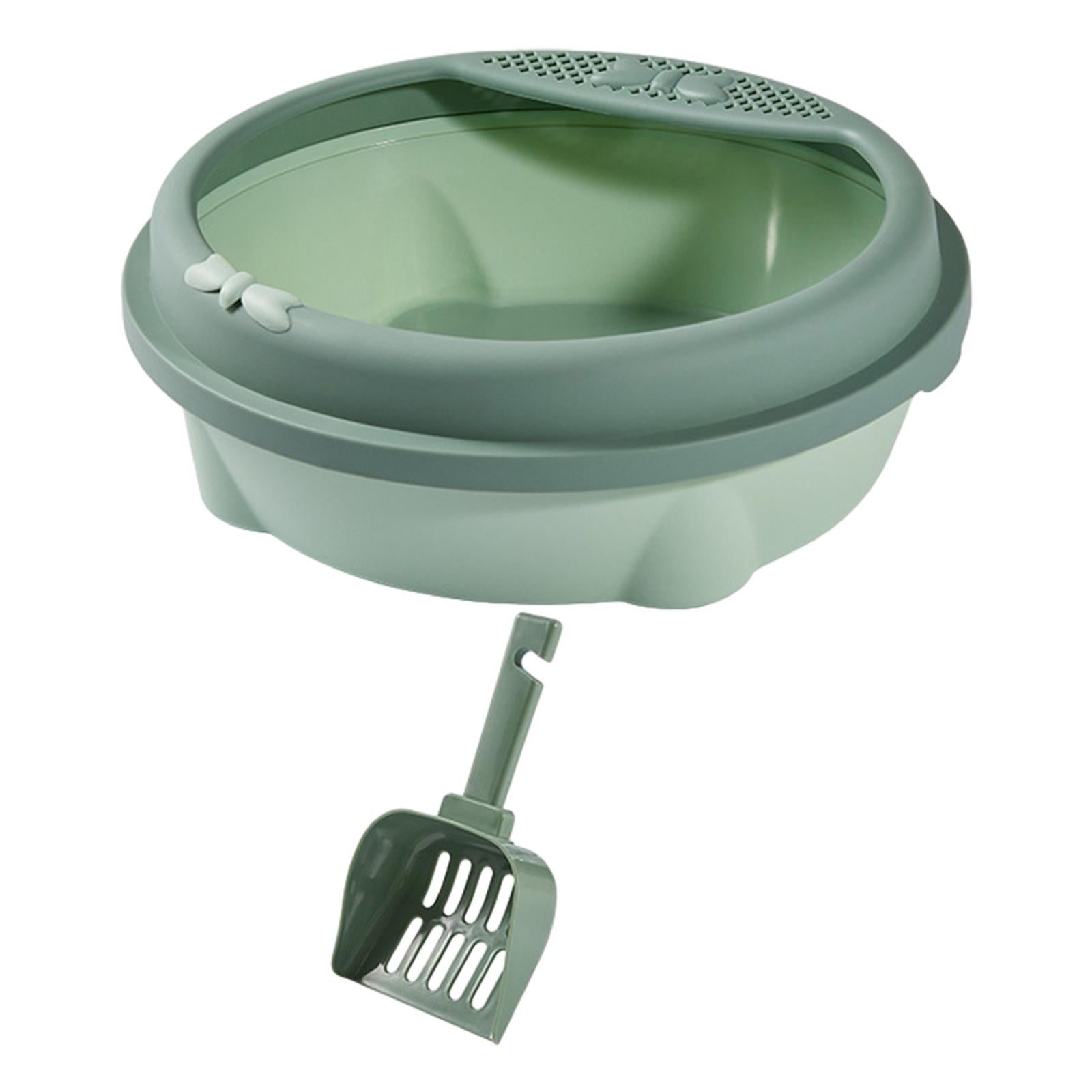 Tooyful Semi Enclosed Cat Litter Box Pet Litter Pan Easily to Clean Indoor Cats Anti Splashing Cat Potty Cat Bedpan for Small Animals , Green Small