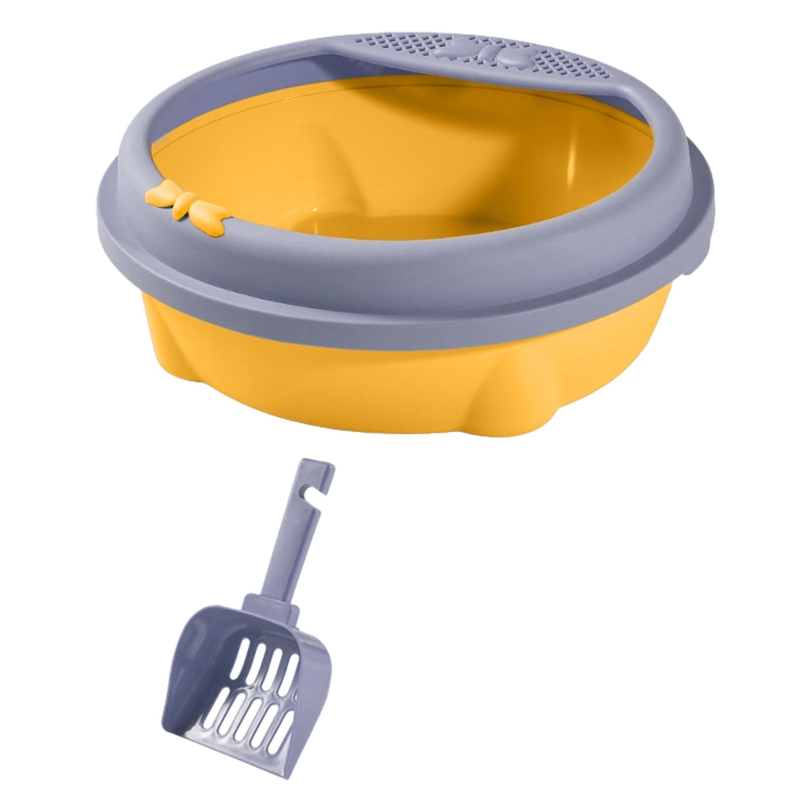 Tooyful Semi Enclosed Cat Litter Box Pet Litter Pan Easily to Clean Indoor Cats Anti Splashing Cat Potty Cat Bedpan for Small Animals , Violet Small