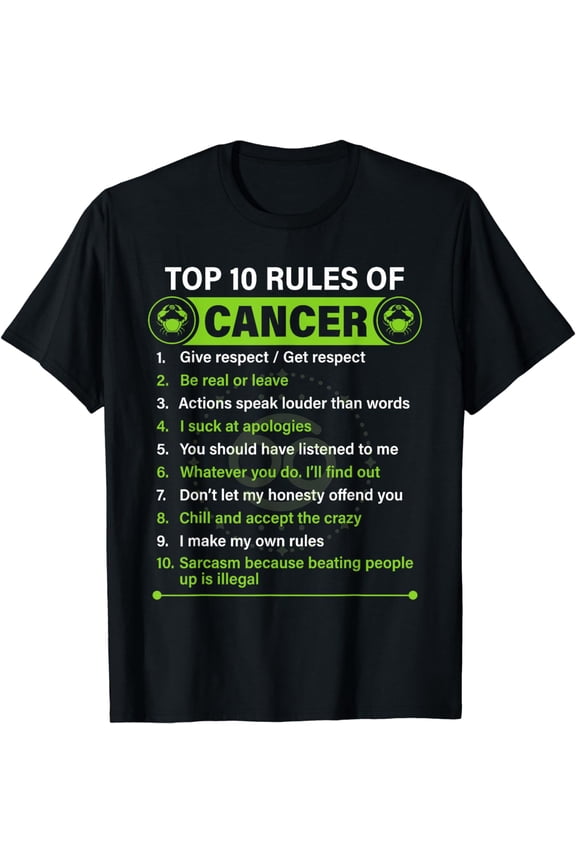 Top 10 Rules Of Cancer Zodiac Facts Horoscope Astrology T-Shirt