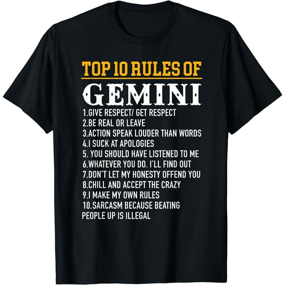 Top 10 Rules Of Gemini May 21 - June 21 T-shirt T-Shirt
