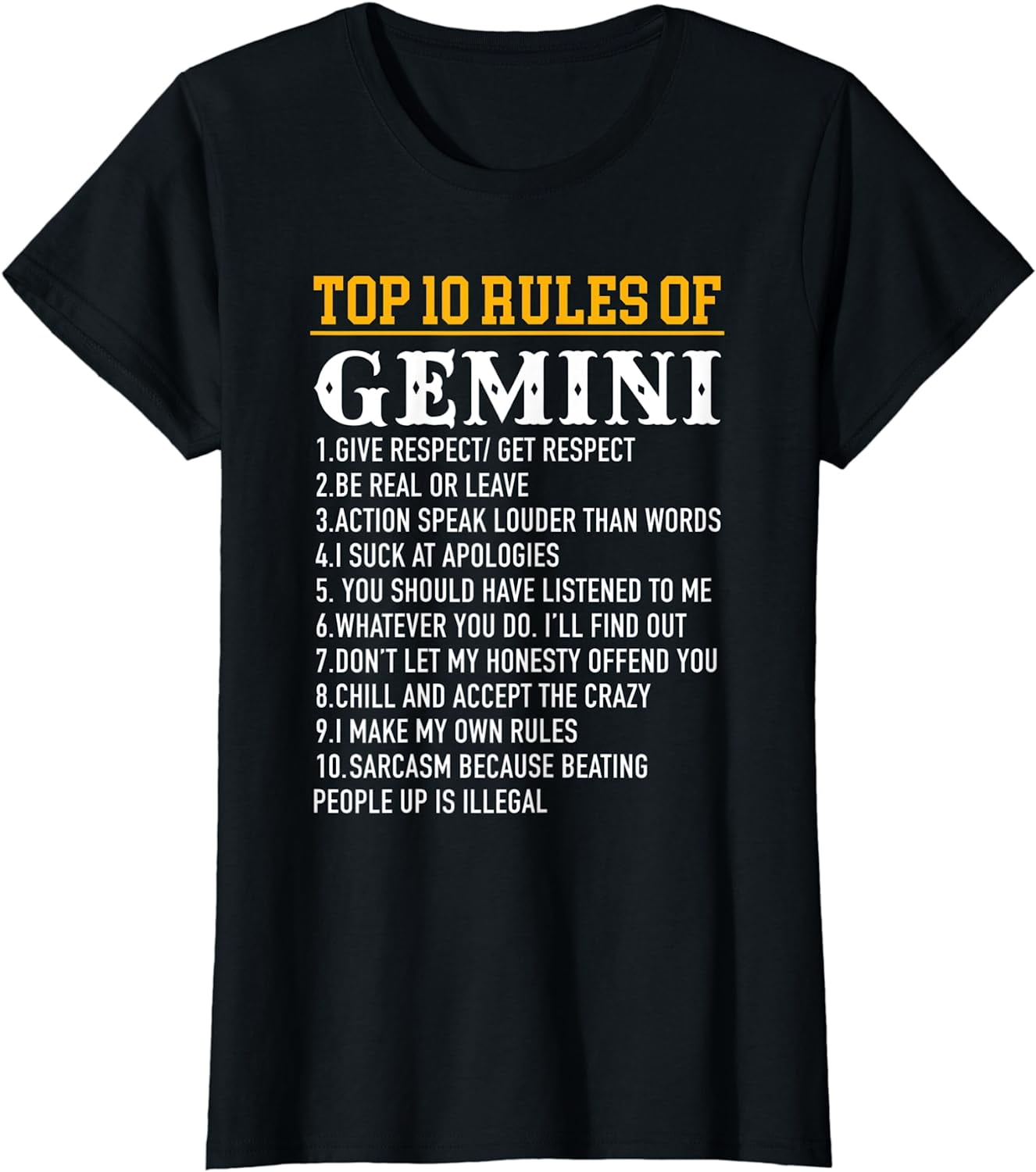 Top 10 Rules Of Gemini Birthday Gifts T-Shirt Top 10 Rules Of Gemini Birthday Gifts T-Shirt