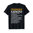 Top 10 Rules Of Gemini May 21 to June 21 Zodiac Birthday TShirt