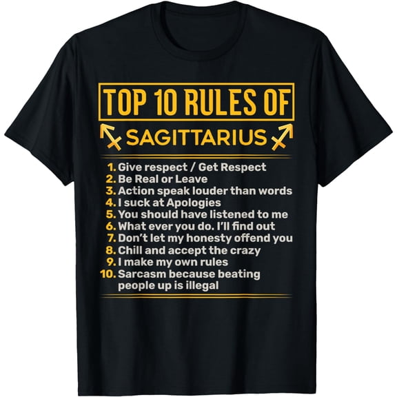 Top 10 Rules Of Sagittarius Archer Astrology Sign Birthday T-Shirt