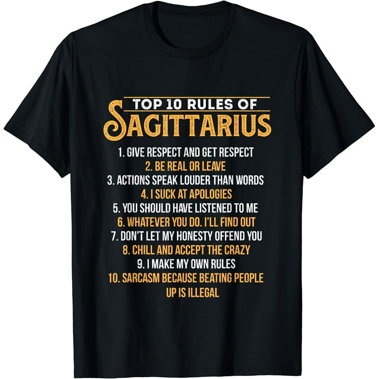 Funny Shirt Ten Rules Of Sagittarius Birthday Gift.